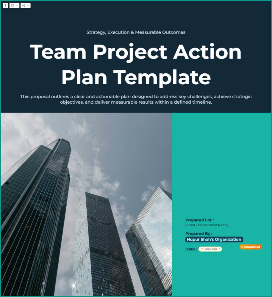 Team Project Action Plan Template