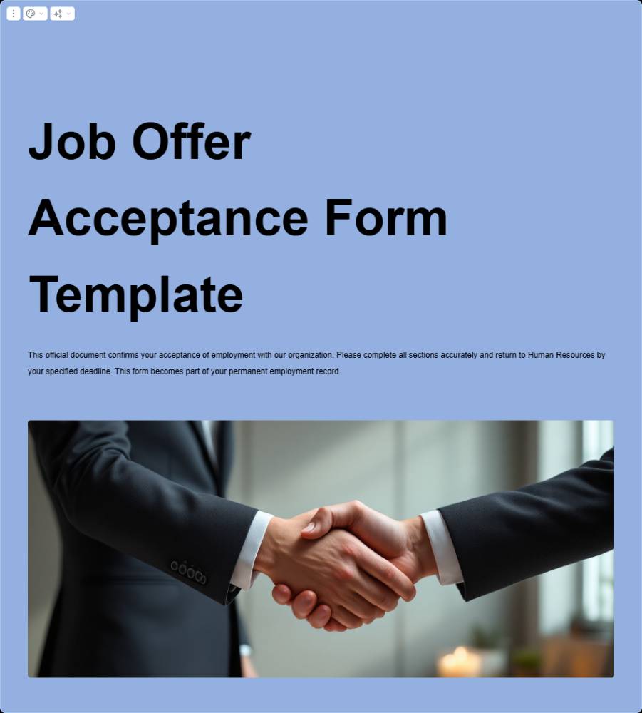 Job Offer Acceptance Form Template