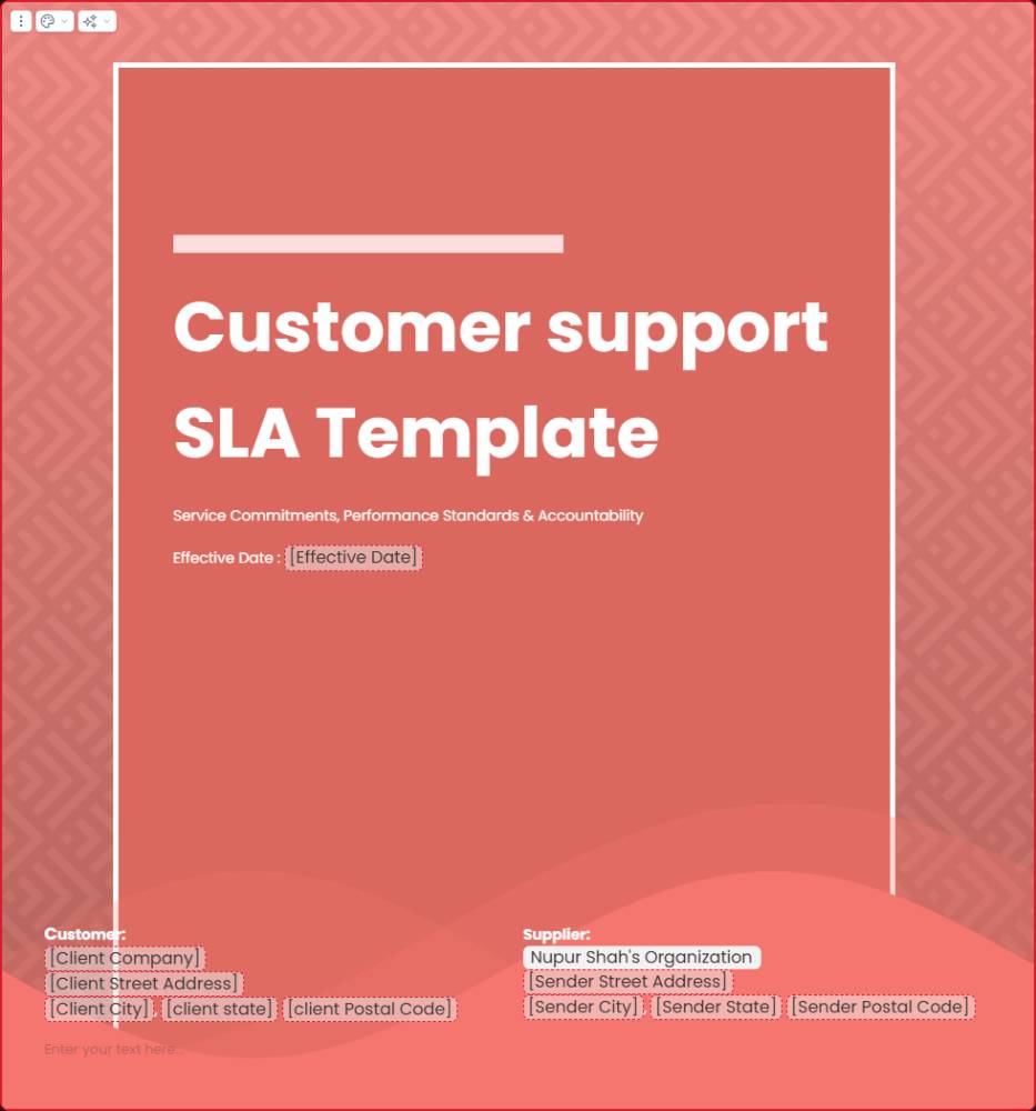 Customer Support SLA Template