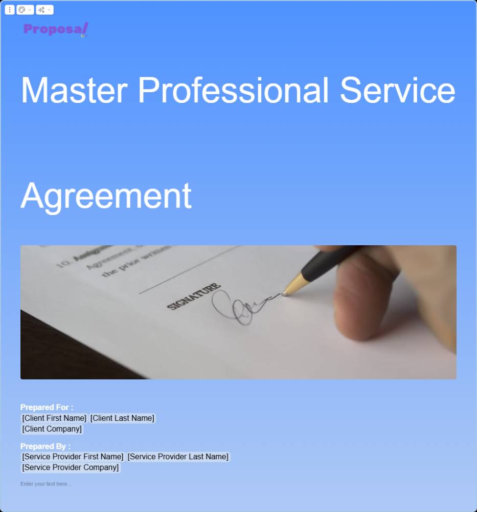 Master Professional Service Agreement Template