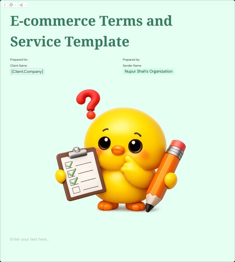 E-commerce Store Terms of Service Template