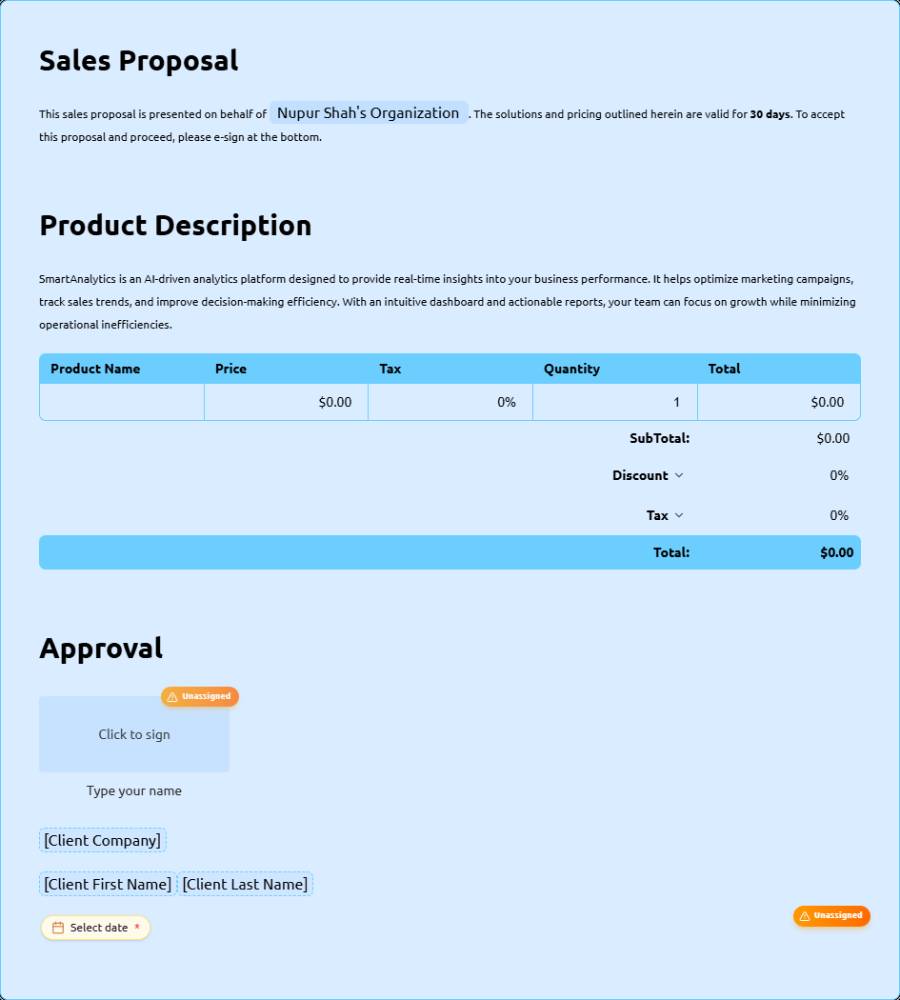Company Executive Business One-Pager Template
