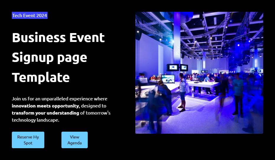 Business Event Signup Page Template