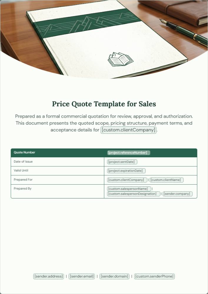 Price Quote Template for Sales